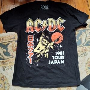 AC/DC Black T-Shirt with Red and Orange 1981 Japan Tour Graphic